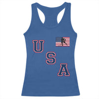 USA Flag Hockey Racerback Tank Top Patriotic Ice Hockey Team Fan Vintage Throwback
