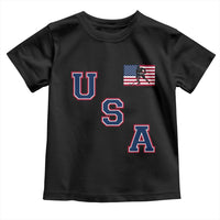 USA Flag Hockey Toddler T Shirt Patriotic Ice Hockey Team Fan Vintage Throwback