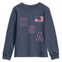 USA Flag Hockey Youth Sweatshirt Patriotic Ice Hockey Team Fan Vintage Throwback