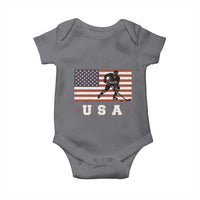 USA Flag Hockey Baby Onesie Patriotic Ice Hockey Player Retro Vintage