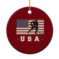 USA Flag Hockey Ceramic Ornament Patriotic Ice Hockey Player Retro Vintage - Wonder Print Shop