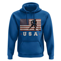 USA Flag Hockey Hoodie Patriotic Ice Hockey Player Retro Vintage