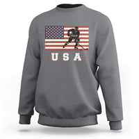 USA Flag Hockey Sweatshirt Patriotic Ice Hockey Player Retro Vintage