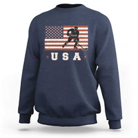 USA Flag Hockey Sweatshirt Patriotic Ice Hockey Player Retro Vintage