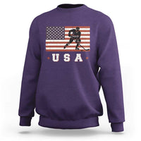 USA Flag Hockey Sweatshirt Patriotic Ice Hockey Player Retro Vintage