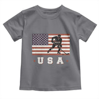 USA Flag Hockey Toddler T Shirt Patriotic Ice Hockey Player Retro Vintage