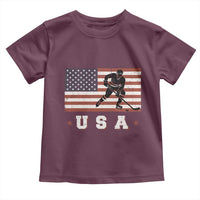 USA Flag Hockey Toddler T Shirt Patriotic Ice Hockey Player Retro Vintage