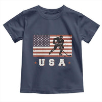 USA Flag Hockey Toddler T Shirt Patriotic Ice Hockey Player Retro Vintage