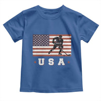USA Flag Hockey Toddler T Shirt Patriotic Ice Hockey Player Retro Vintage