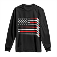 USA Flag Hockey Long Sleeve Shirt Patriotic Hockey Stick American Flags