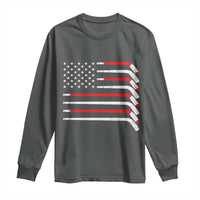 USA Flag Hockey Long Sleeve Shirt Patriotic Hockey Stick American Flags