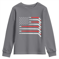 USA Flag Hockey Youth Sweatshirt Patriotic Hockey Stick American Flags