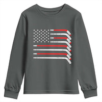 USA Flag Hockey Youth Sweatshirt Patriotic Hockey Stick American Flags