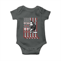 USA Flag Hockey Baby Onesie Skull Player My Goal Is To Deny Yours