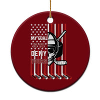 USA Flag Hockey Ceramic Ornament Skull Player My Goal Is To Deny Yours - Wonder Print Shop