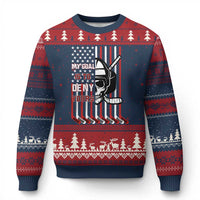 USA Flag Hockey Ugly Christmas Sweater Skull Player My Goal Is To Deny Yours - Wonder Print Shop