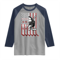 USA Flag Hockey Raglan Shirt Skull Player My Goal Is To Deny Yours