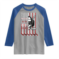 USA Flag Hockey Raglan Shirt Skull Player My Goal Is To Deny Yours