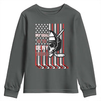 USA Flag Hockey Youth Sweatshirt Skull Player My Goal Is To Deny Yours