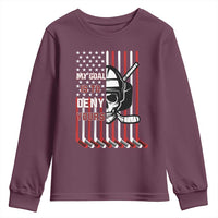USA Flag Hockey Youth Sweatshirt Skull Player My Goal Is To Deny Yours
