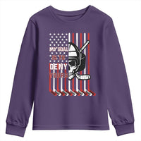 USA Flag Hockey Youth Sweatshirt Skull Player My Goal Is To Deny Yours