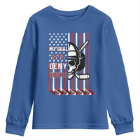 USA Flag Hockey Youth Sweatshirt Skull Player My Goal Is To Deny Yours