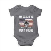 USA Flag Hockey Skull Baby Onesie My Goal Is To Deny Yours