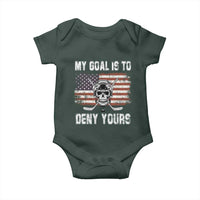 USA Flag Hockey Skull Baby Onesie My Goal Is To Deny Yours