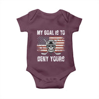 USA Flag Hockey Skull Baby Onesie My Goal Is To Deny Yours