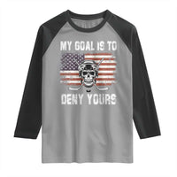 USA Flag Hockey Skull Raglan Shirt My Goal Is To Deny Yours