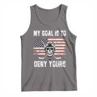 USA Flag Hockey Skull Tank Top My Goal Is To Deny Yours