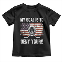 USA Flag Hockey Skull Toddler T Shirt My Goal Is To Deny Yours
