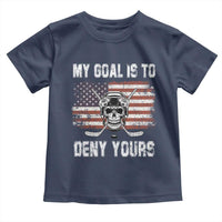 USA Flag Hockey Skull Toddler T Shirt My Goal Is To Deny Yours