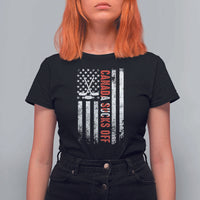 USA Flag Hockey T Shirt For Women Funny Canada Sucks US EH American Flag