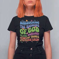 VBS 2025 T Shirt For Women Discovering The Bigness Of God In The Smallest Of Things Retro Groovy