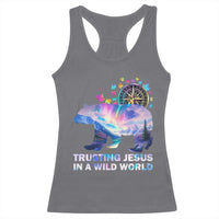 VBS 2025 Adventure Bear Racerback Tank Top Trusting Jesus In A Wild World Northen Lights