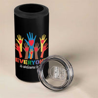 Everyone Is Welcome Here 4 in 1 Can Cooler Tumbler Equality Rainbow Fist Hands