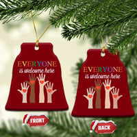 Everyone Is Welcome Here Ceramic Ornament Equality Fist Hands Hearts - Wonder Print Shop