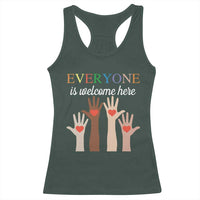 Everyone Is Welcome Here Racerback Tank Top Equality Fist Hands Hearts