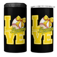 Vintage Banana Coquette Bow 4 in 1 Can Cooler Tumbler LOVE Baseball Fan Sport Lover