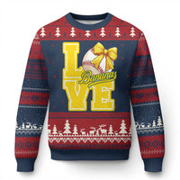 Vintage Banana Coquette Bow Ugly Christmas Sweater LOVE Baseball Fan Sport Lover - Wonder Print Shop