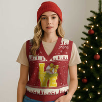Vintage Banana Coquette Bow V-Neck Knit Sweater Vest LOVE Baseball Fan Sport Lover - Wonder Print Shop