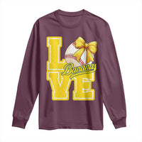 Vintage Banana Coquette Bow Long Sleeve Shirt LOVE Baseball Fan Sport Lover