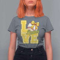 Vintage Banana Coquette Bow T Shirt For Women LOVE Baseball Fan Sport Lover