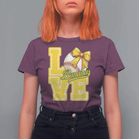Vintage Banana Coquette Bow T Shirt For Women LOVE Baseball Fan Sport Lover