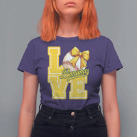 Vintage Banana Coquette Bow T Shirt For Women LOVE Baseball Fan Sport Lover