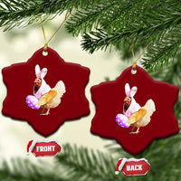 Funny Chicken Bunny Ceramic Ornament Happy Easter Eggs Farm - Wonder Print Shop