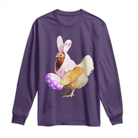 Funny Chicken Bunny Long Sleeve Shirt Happy Easter Eggs Farm
