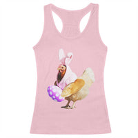 Funny Chicken Bunny Racerback Tank Top Happy Easter Eggs Farm