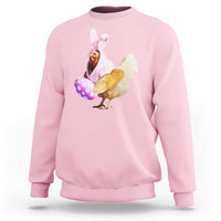 Funny Chicken Bunny Sweatshirt Happy Easter Eggs Farm